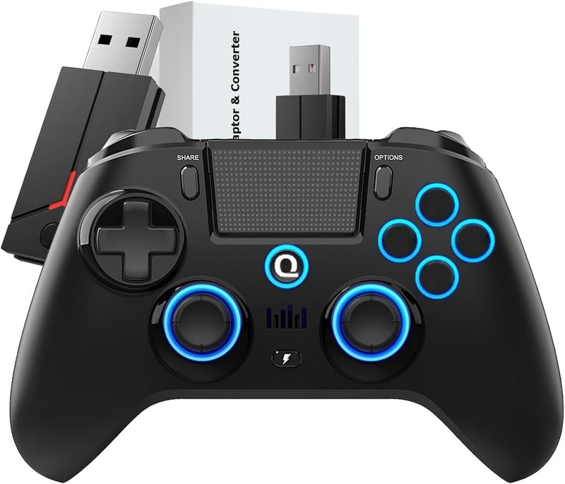 QRD Store وحدة تحكم لاسلكية Spark N5 لجهاز PS5 Pro Slim PS4 PS3 PS2 Steam Deck PC Windows Mac iOS Android TV Box، وحدة تحكم PS5 مع عصا تحكم Halleffect مع لوحة لمس، 6 محور جيروسكوب، اهتزاز مزدوج، تخطيط، ماكرو - Image 1